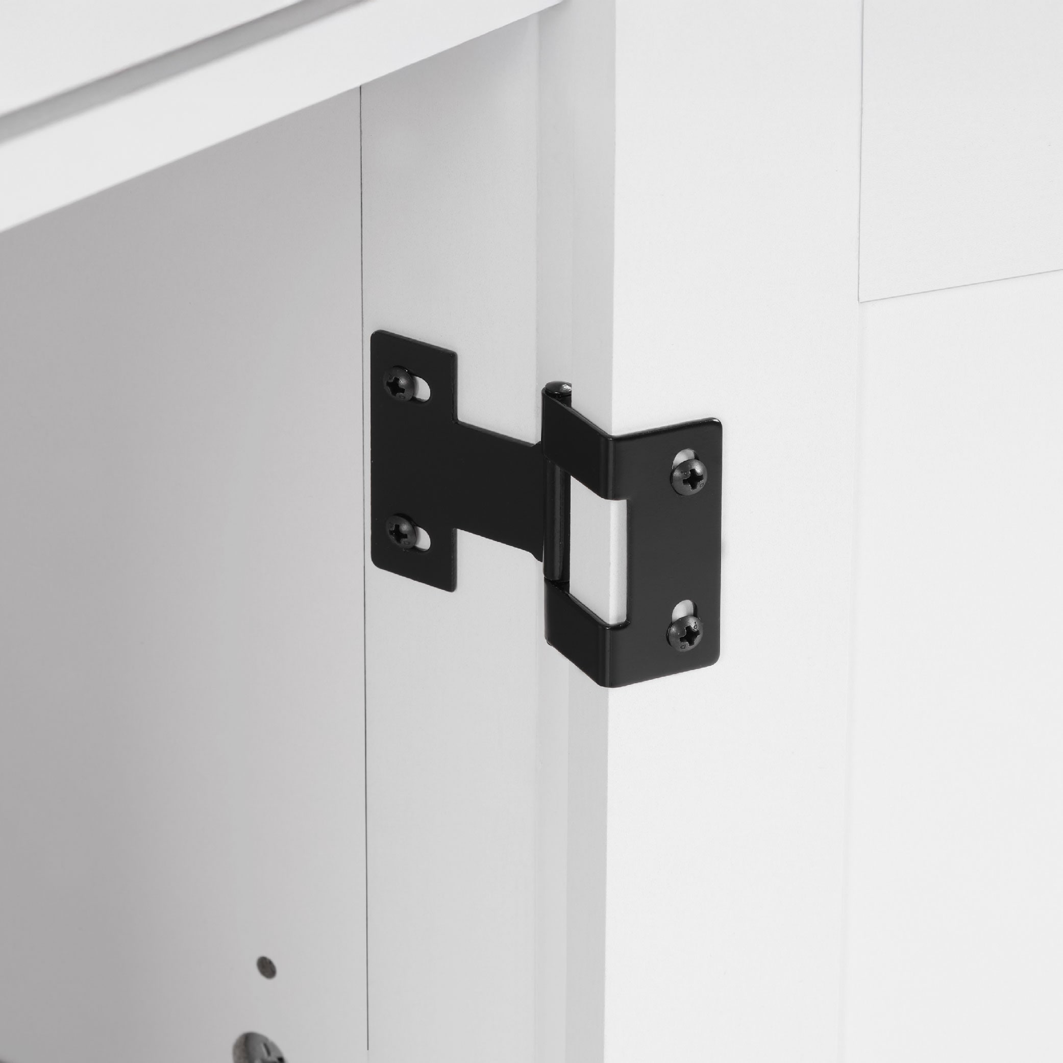 Farmhouse Buffet Cabinet With Drawer And Adjustable Shelf, Rustic White & Honey Brown Storage Cabinet, Barn Door Accent Sideboard For Kitchen, Living Room, Entryway_voghion.com